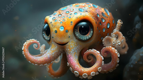 Cute Octopus Digital Illust...