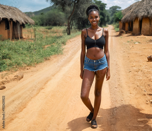 african woman or teenage gi...