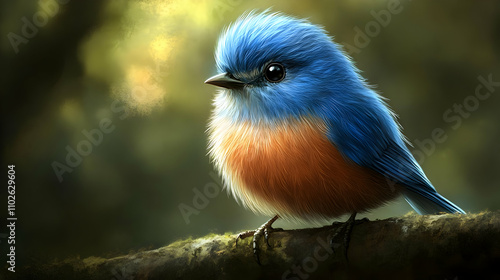 Fluffy Blue Bird Illustration