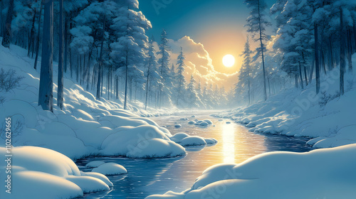 Winter Wonderland River Ill...