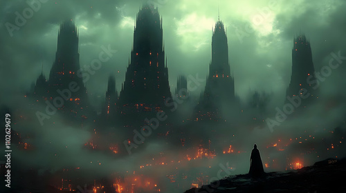 Dark Fantasy Cityscape Illu...
