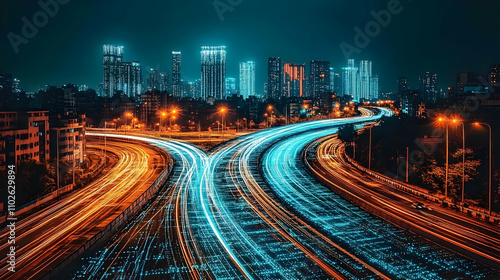 Night Cityscape Highway Lig...