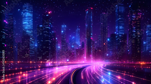 Neon Cityscape at Night 3D ...