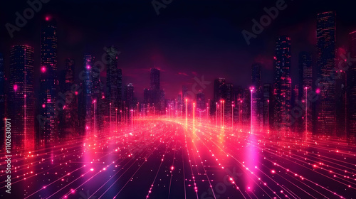 Neon Cityscape Digital Illu...
