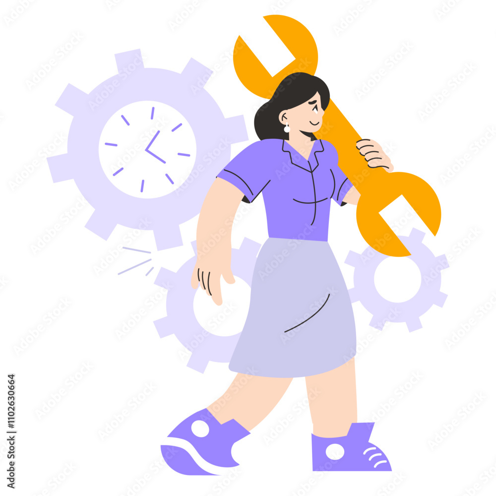Young Businesswoman. Flat Vector Illustration