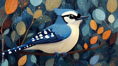 Blue Jay Bird Illustration,...