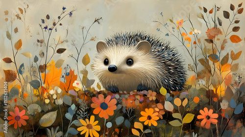 Autumn Hedgehog Illustration