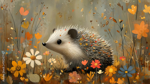 Autumn Hedgehog Illustratio...