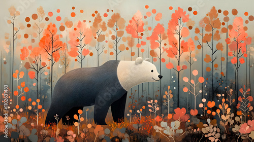 Autumnal Bear Illustration