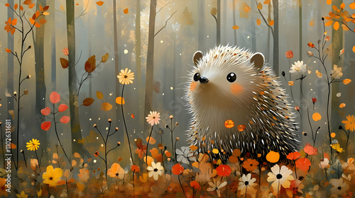 Autumnal Forest Hedgehog Il...