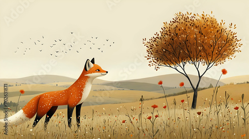 Autumn Fox Illustration: Ro...