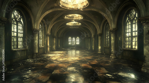 Decaying Gothic Hallway 3D ...
