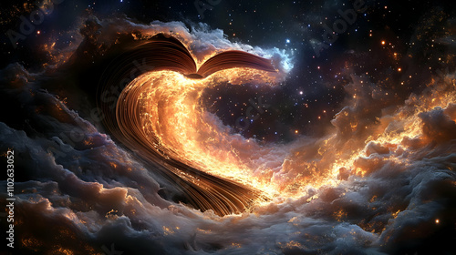 Fiery Book Wave Abstract Il...