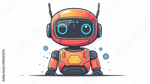 Cute Orange Robot Illustration