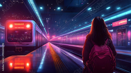 Cyberpunk Rain City Station...