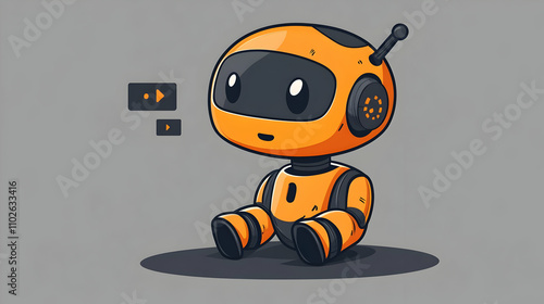 Cute Orange Robot Illustration