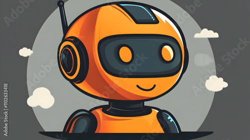 Friendly Orange Robot Illustration