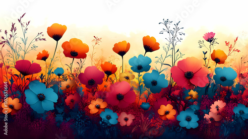 Vibrant Floral Illustration...