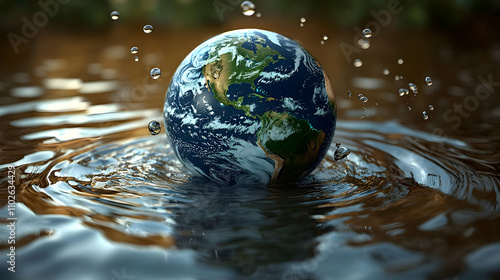 3D Earth in Water Droplets ...