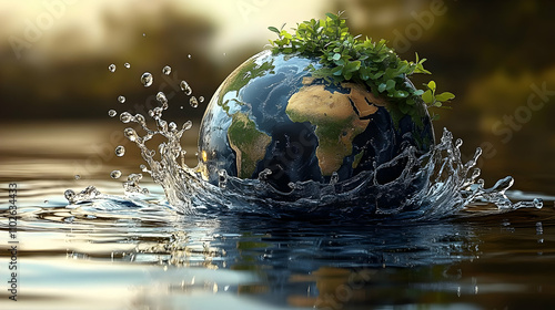 3D Earth Splash Illustratio...
