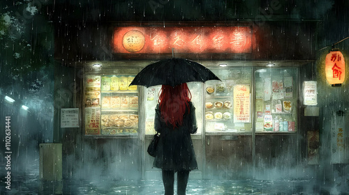 Rainy Night Street Illustra...