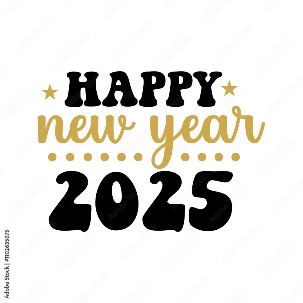 New Year 2025 typography clip art design for T-shirts and apparel, Happy New Year art on plain white background for shirt, hoodie, sweatshirt, card, tag, mug, icon, poster or badge New Year 2025 typography clip art design for T-shirts and apparel, Happy New Year art on plain white background for shirt, hoodie, sweatshirt, card, tag, mug, icon, poster or badge