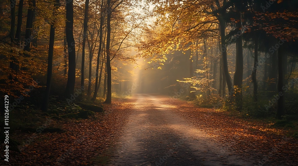 Autumn Forest Path Sunlight