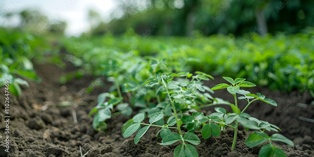 Field of Young Crops Growing in Rich Soil Under Bright Sky, Agricultural Scene Depicting Rural Farming and Cultivation
Field of Young Crops Growing in Rich Soil Under Bright Sky, Agricultural Scene Depicting Rural Farming and Cultivation