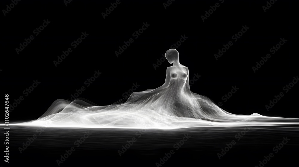 Serene Figure In Flowing White Dress Abstract Art Serene Figure In Flowing White Dress Abstract Art