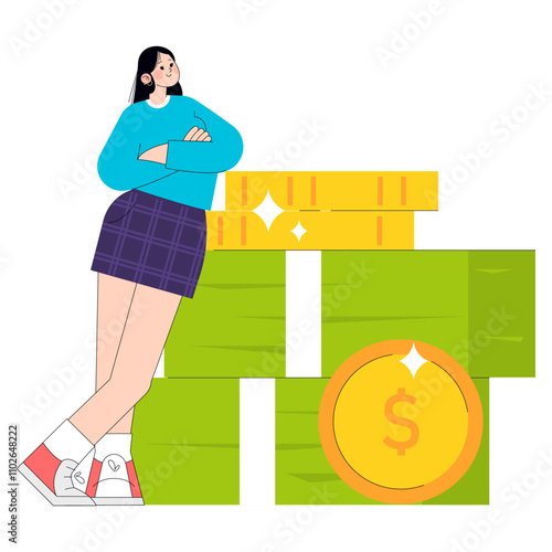 Young Business Woman. Flat Vector Illustration