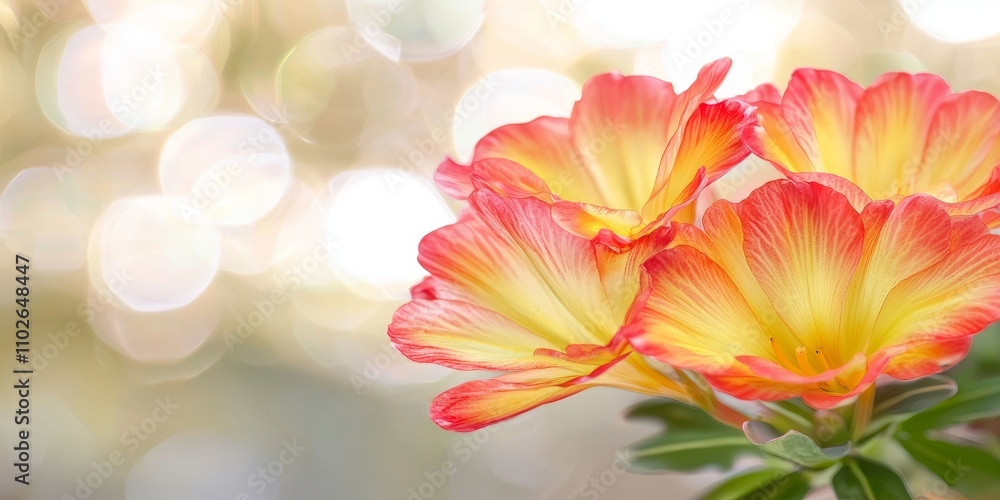 Photorealistic Close-Up of Vibrant Flame Lily Blossoms with Lush Green Leaves and Soft Bokeh Background Photorealistic Close-Up of Vibrant Flame Lily Blossoms with Lush Green Leaves and Soft Bokeh Background
