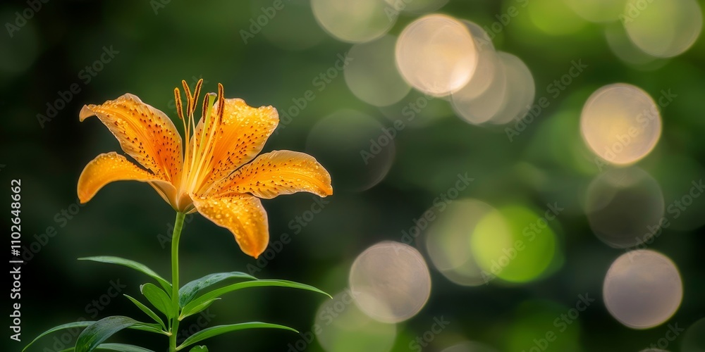 Fototapeta premium Stunning Photorealistic Close-Up of a Single Ginger Lily Flower with Soft Bokeh Background