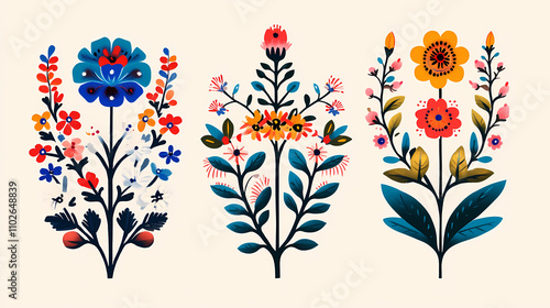 Polish kashubian folk flowers. Folk. Illustration