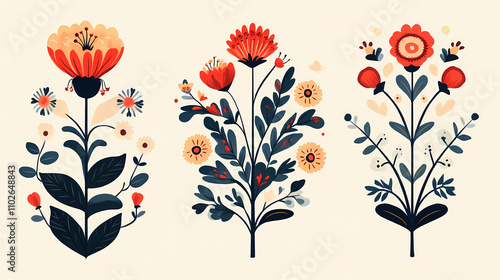 Polish kashubian folk flowers. Folk. Illustration
