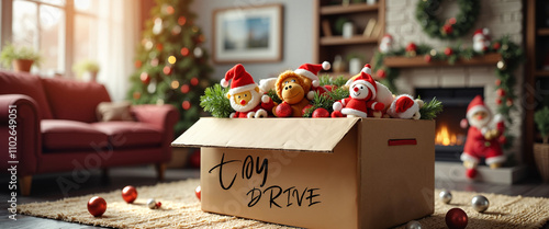 Wallpaper Mural Christmas toy drive box in cozy living room Torontodigital.ca