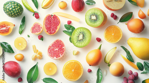 Fototapeta Naklejka Na Ścianę i Meble -  isolated set of tropical fruits