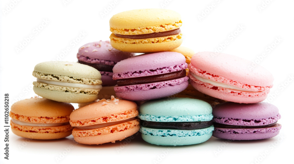 isolated stacked of colorful macarons isolated stacked of colorful macarons