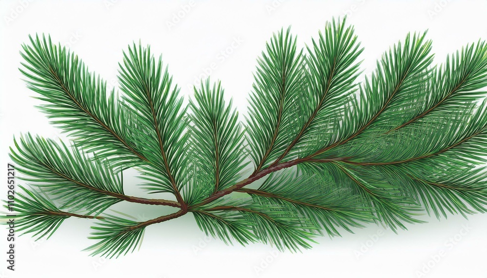 Fototapeta premium Pine tree branch isolated white background