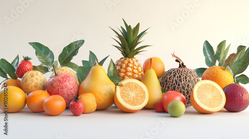 Fototapeta Naklejka Na Ścianę i Meble -  isolated set of tropical fruits