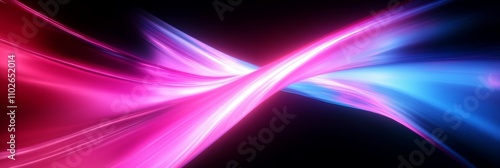 Wallpaper Mural Abstract Neon Glowing Wavy Lines in Dark Room with Reflection Dynamic Energy Visual Torontodigital.ca