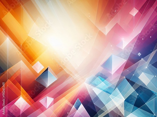 Abstract geometric shapes in vibrant gradient colors with transparency and overlapping elements photo