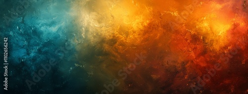 Abstract dark gradient background with grainy texture in green orange purple, glowing colors, black backdrop, noisy design for banner poster header