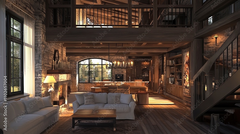 Farmhouse interior design style house architecture at dusk Farmhouse interior design style house architecture at dusk