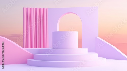 Pastel Pink and Purple Abstract Display Platform