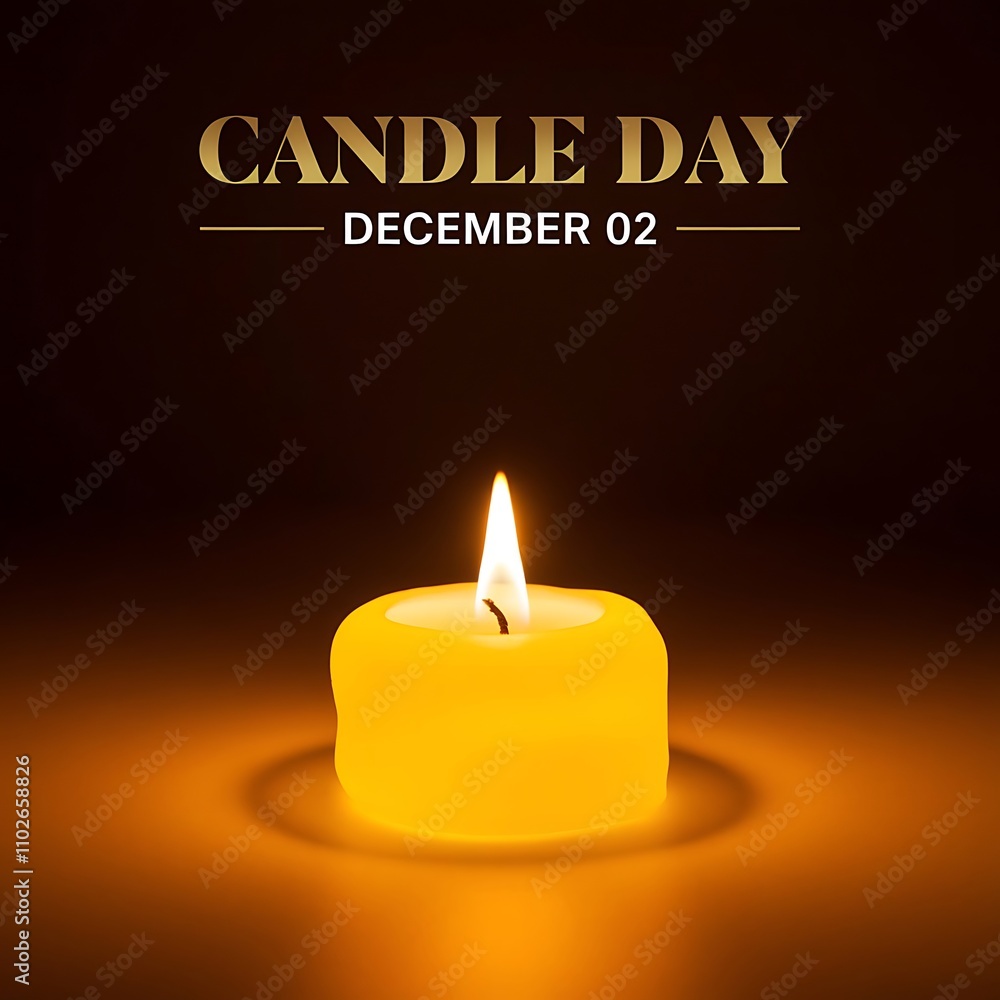 Glowing Candle Design for Candle Day with Golden Text on Black Background Glowing Candle Design for Candle Day with Golden Text on Black Background