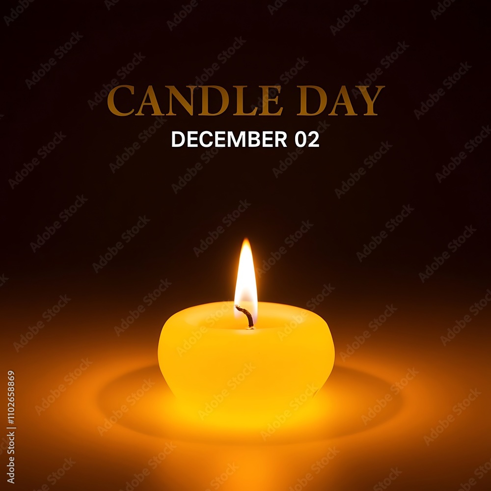 Glowing Candle Design for Candle Day with Golden Text on Black Background Glowing Candle Design for Candle Day with Golden Text on Black Background