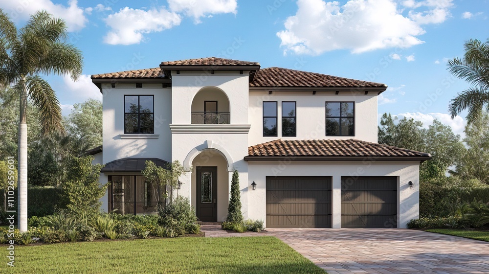 Two-story house exterior perspective Two-story house exterior perspective