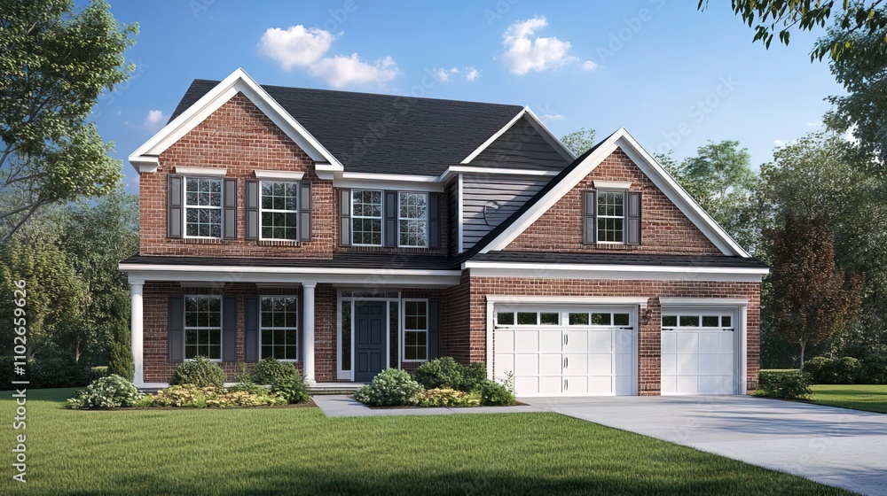 Two-story house exterior perspective | Architectural perspective Two-story house exterior perspective | Architectural perspective