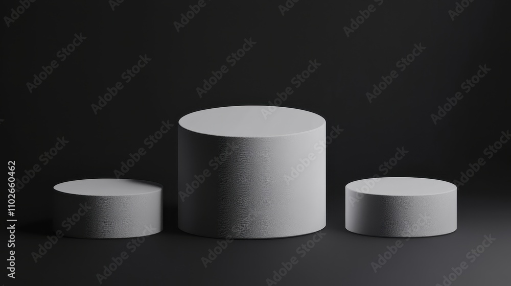 Three Cylindrical Forms on Dark Background Three Cylindrical Forms on Dark Background