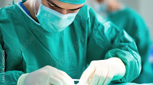 Surgeon Performing an Operation in a Medical Setting